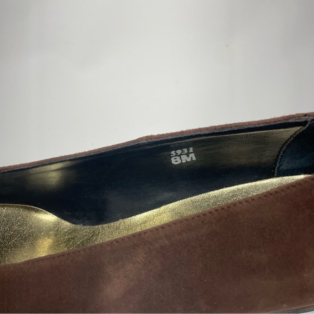 J. RENEE Brown Suede Leather Heel Pumps with Mink Fur Puff Ball Sz. 8 M - Picture 7 of 8